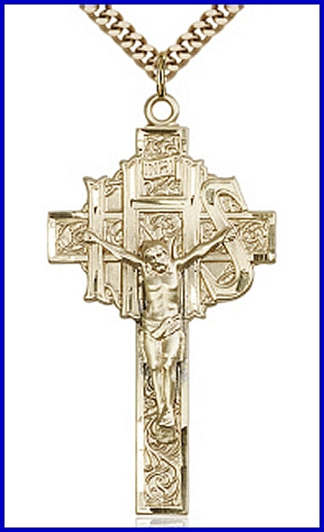 IHS Cross, 1-7/8" 14kt Gold Filled, Your Choice of Chain, # 14986