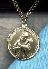 St. Francis of Assisi Medal 7/8', 14kt Gold Filled, Your Choice of Chain,# 14987