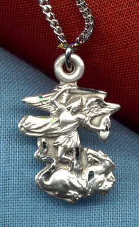 3/4" St. Michael in Profile Medal, Sterling, Your Choice of Chain # 14993
