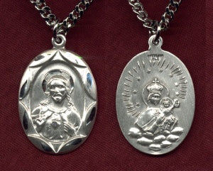 15/16" Scapular Medal In Sterling, Your Choice of Chain # 15007