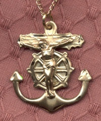 1" Anchor Crucifix 14kt Gold Filled, Your Choice of Chain, # 15009