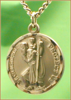 St. Christopher Medal, 14kt Gold Filled, 13/16', Your Choice of Chain # 15012