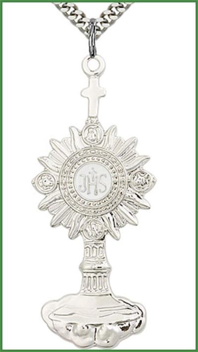 2" Monstrance Pendant in Sterling Silver, Your Choice of Chain, # 15021