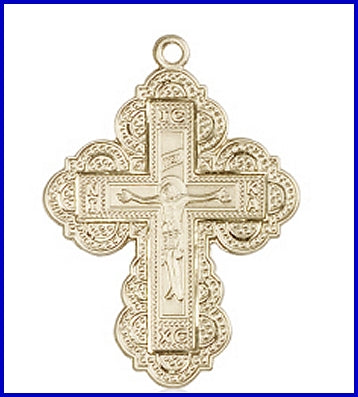 Irene Cross, Solid 14kt Gold, 1-1/4", Free Chain, # 15139