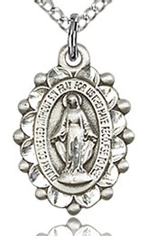 5/8" Miraculous Medal in Sterling, Your Choice of Chain, # 15144
