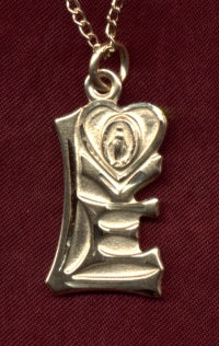 Solid 14kt Gold Miraculous / Love Necklace, Free Chain, # 43664
