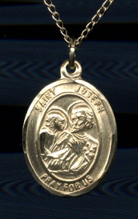 3/4"x9/16" 14kt Gold Filled St Joseph Medal, Your Choice of Chain # 15171