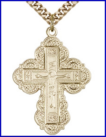 Irene Cross, 14kt Gold Filled, 1-1/4", Your Choice of Chain, # 15176