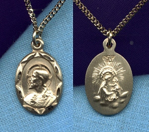5/8" Scapular Medal, 14kt Gold Filled, Your Choice of Chain # 15177