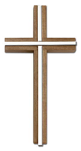 6" Walnut Cross with Nickel Plated Inlay, # 1604