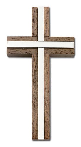4" Walnut Cross with Nickel Plated Inlay, # 1607