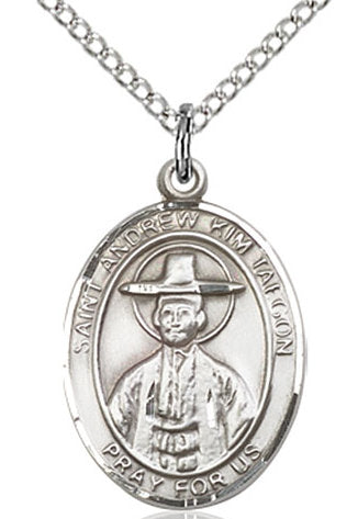 St. Andrew Kim Taegon Medal in Fine Pewter, 3/4" tall, Your Choice of Chain Chain # 16950
