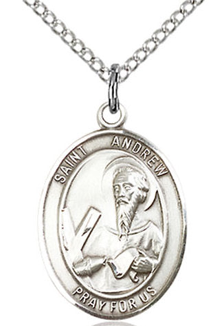St. Andrew the Apostle Medal in Fine Pewter, 3/4" tall, Your Choice of Chain # 16951