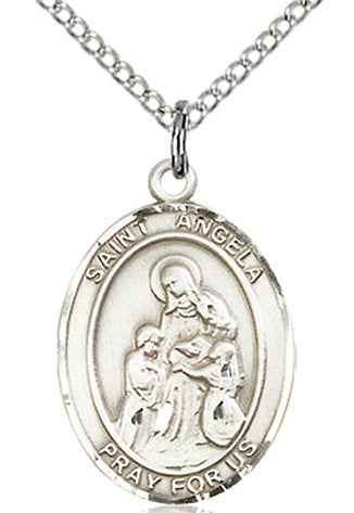 St. Angela Merici Medal in Fine Pewter, 3/4" tall, Your Choice of Chain # 16952