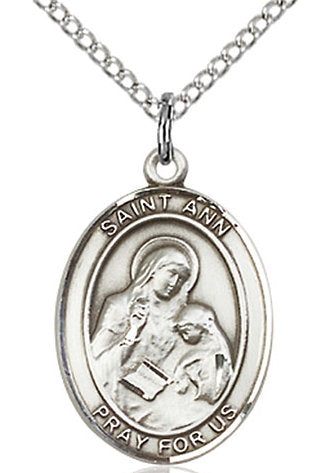 St. Ann Medal in Fine Pewter, 3/4" tall, Your Choice of Chain # 16953