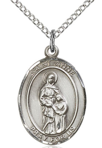 St. Anne Medal in Fine Pewter, 3/4" tall, Your Choice of Chain # 16954