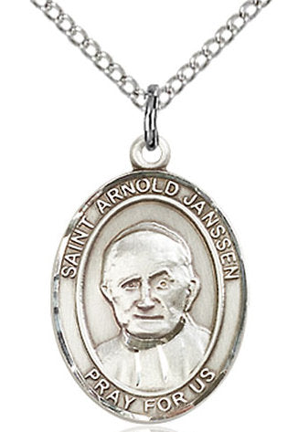 St. Arnold Janssen Medal in Fine Pewter, 3/4" tall, Your Choice of Chain # 16960