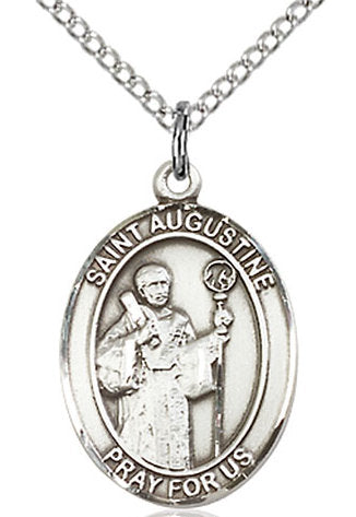 St. Augustine Medal in Fine Pewter, 3/4" tall, Your Choice of Chain # 16962