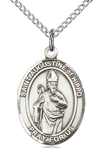 St. Augustine of Hippo Medal in Fine Pewter, 3/4" tall, Your Choice of Chain # 16963