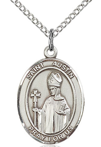 St. Austin Medal in Fine Pewter, 3/4" tall, Your Choice of Chain # 16964