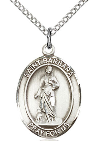 St. Barbara Medal in Fine Pewter, 3/4" tall, Your Choice of Chain # 16965