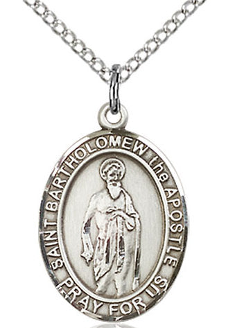 St. Bartholomew the Apostle Medal in Fine Pewter, 3/4" tall, Your Choice of Chain # 16967