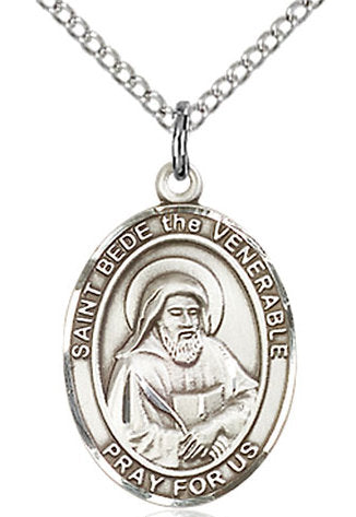 St. Bede the Venerable Medal in Fine Pewter, 3/4" tall, Your Choice of Chain # 16969