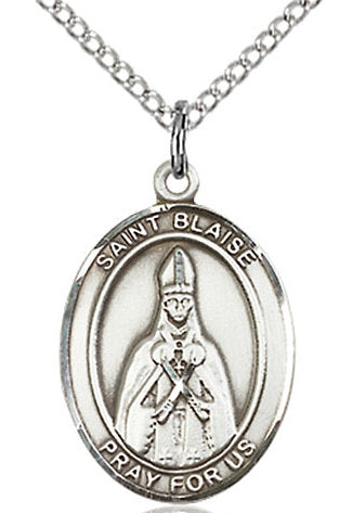 St. Blaise Medal in Fine Pewter, 3/4" tall, Your Choice of Chain # 16976