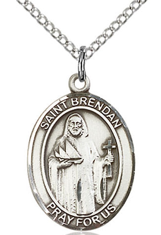 St. Brendan the Navigator Medal in Fine Pewter, 3/4" tall, Your Choice of Chain # 16979