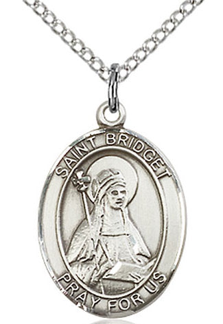 St. Bridget of Sweden Medal in Fine Pewter, 3/4" tall, Your Choice of Chain # 16980