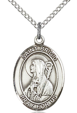 St. Brigid of Ireland Medal in Fine Pewter, 3/4" tall, Your Choice of Chain # 16981
