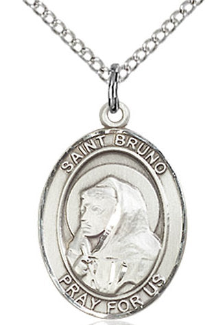 St. Bruno Medal in Fine Pewter, 3/4" tall, Your Choice of Chain # 16982