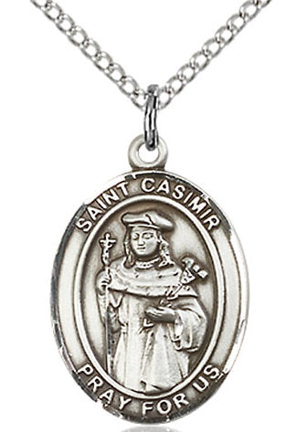 St. Casimir of Poland Medal in Fine Pewter, 3/4" tall, Your Choice of Chain # 16985