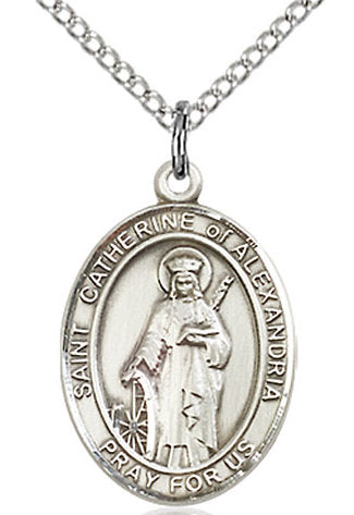 St. Catherine of Alexandria Medal in Fine Pewter, 3/4" tall, Your Choice of Chain, Rampart Catholic, # 16987