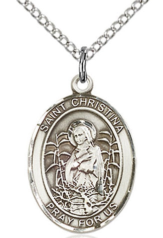St. Christina the Astonishing Medal in Fine Pewter, 3/4" tall, Your Choice of Chain # 16993