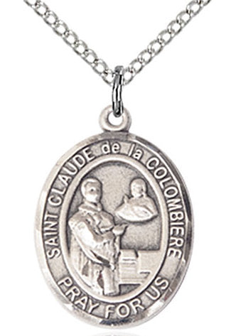 St. Claude de la Colombiere Medal in Fine Pewter, 3/4" tall, Your Choice of Chain # 16996