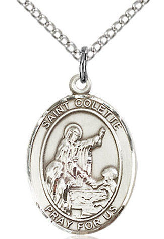 St. Colette Medal in Fine Pewter, 3/4" tall, Your Choice of Chain # 16998