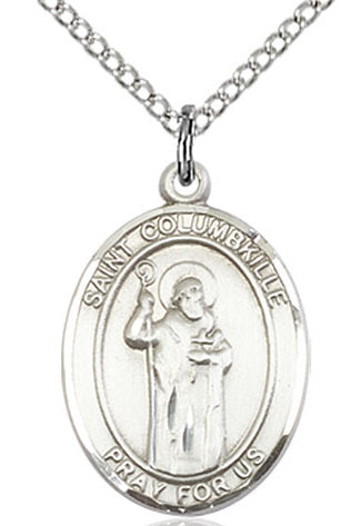 St. Columbkille Medal in Fine Pewter, 3/4" tall, Your Choice of Chain # 16999