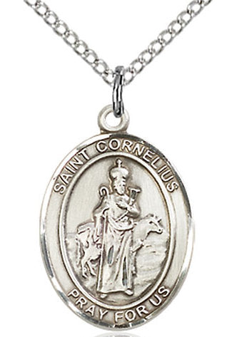 St. Cornelius Medal in Fine Pewter, 3/4" tall, Your Choice of Chain # 17000