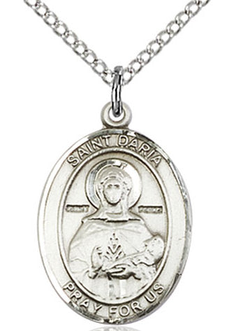 St. Daria Medal in Fine Pewter, 3/4" tall, Your Choice of Chain # 17005
