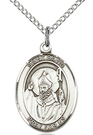 St. David of Wales Medal in Fine Pewter, 3/4" tall, Your Choice of Chain # 17006