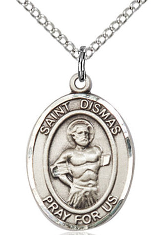 St. Dismas Medal in Fine Pewter, 3/4" tall, Your Choice of Chain # 17009