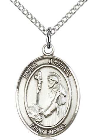 St. Dominic de Guzman Medal in Fine Pewter, 3/4" tall, Your Choice of Chain # 17010