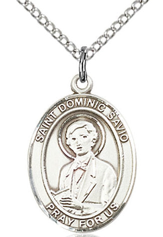 St. Dominic Savio Medal in Fine Pewter, 3/4" tall, Your Choice of Chain # 17011