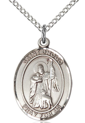 St. Drogo Medal in Fine Pewter, 3/4" tall, Your Choice of Chain # 17013