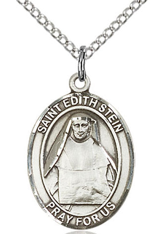 St. Edith Stein Medal in Fine Pewter, 3/4" tall, Your Choice of Chain # 17018