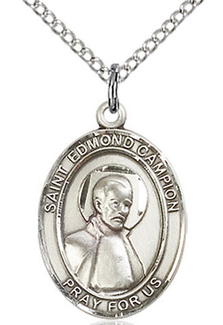 St. Edmund Campion  Medal in Fine Pewter, 3/4" tall, Your Choice of Chain # 17019