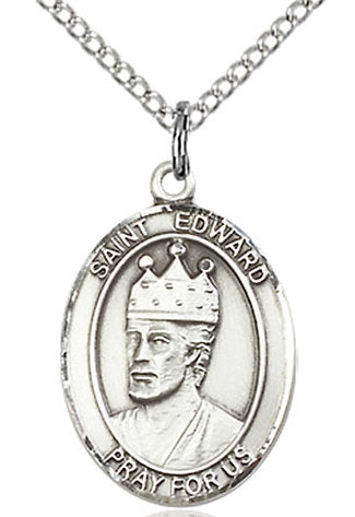 St. Edward the Confessor Medal in Fine Pewter, 3/4" tall, Your Choice of Chain # 17020