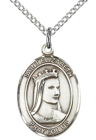St. Elizabeth of Hungary Medal in Fine Pewter, 3/4" tall, Your Choice of Chain # 17024