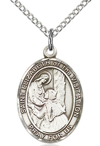 St. Elizabeth of the Visitation Medal in Fine Pewter, 3/4" tall, Your Choice of Chain # 17025